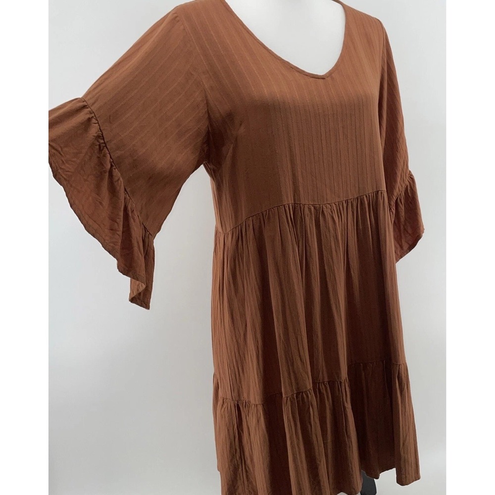 Universal Thread Dress‎ Woman's Small Western Boho Chic Tiered Bell Sleeve Rust